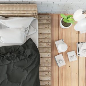Bed With Books. Above View