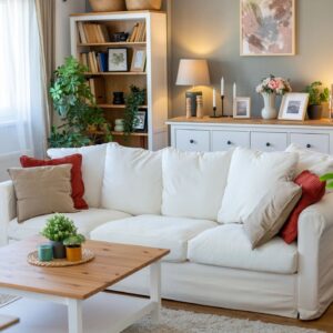 White couch living room